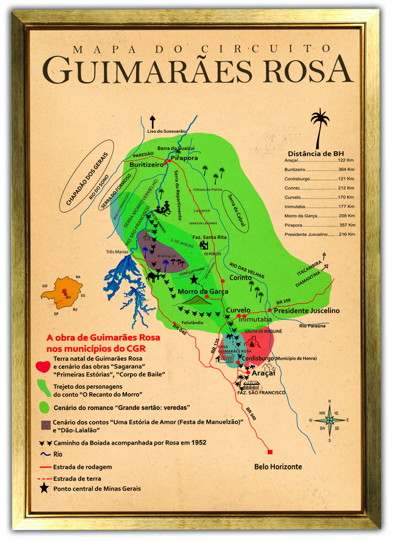 Mapa dos municípios do Circuito turistíco Guimarães Rosa